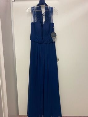 Sydney's Closet Navy Chiffon Dress with Shawl